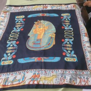 Egyptian Themed Polyester Scarf 36" Square King Tut Made In Egypt Cleopatra